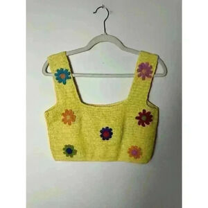 Shopfluffy Crochet Yellow Dropped Tank Size XL‎ Floral